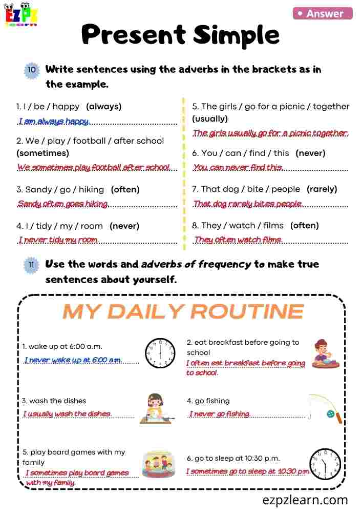 Present Simple Worksheet – Write Sentences with Adverbs of Frequency | About Me Activity